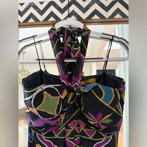 Nicole Miller Black Multicolor Maxi Dress